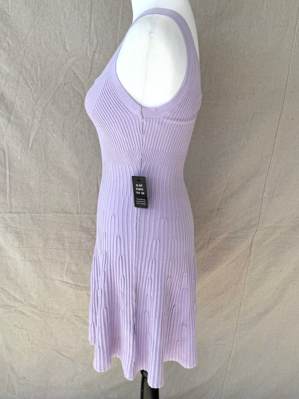 Express Size Small Lavender Ribbed Knit Fit & Flare Mini Dress NWT - Picture 4 of 8